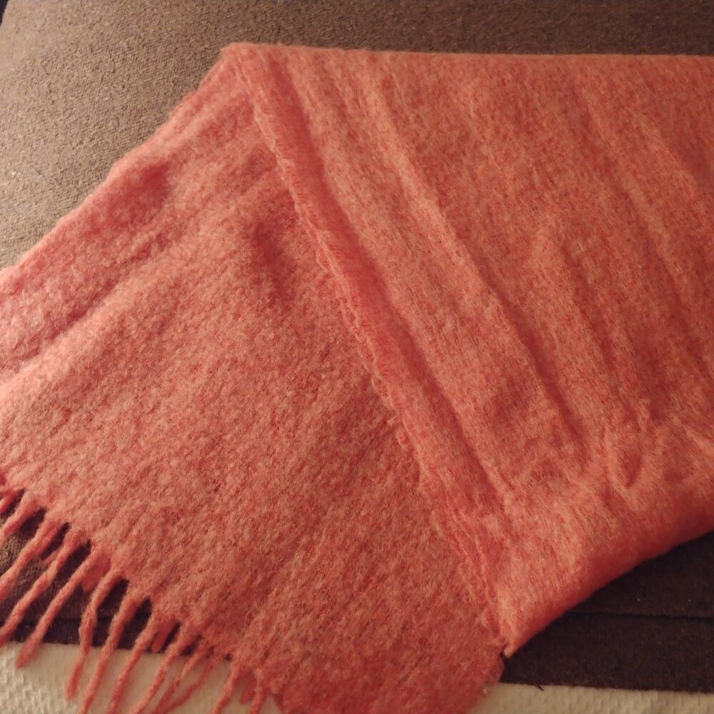 J Crew large chunky oversized pink scarf Made in Italy